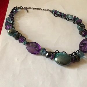 Purple and Green Chain Necklace
